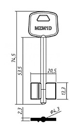 МСМ-1 (74,5x13,3x20,5мм) (4,3мм) (MZM1D / MCM-2G / CSC / 1MD2 / DV481)
