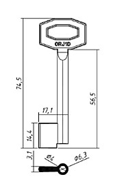 ORENGO-1 (74,5х14,4x17,1мм) (6,3мм) (4мм) (ORJ1D / OR-1G / 6ORG1 / 75ORG1 / DV482)