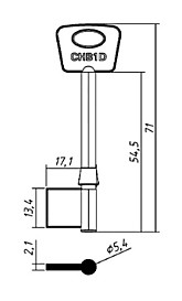 CHUB-1 (71,2х13,2x17,1мм) (4,9мм) (CHB1D / CHU-1G / CHC / 53CB1 / DV480)