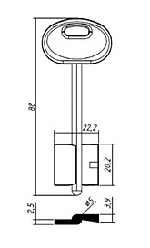 МЕТТЭМ-06ПЛ Н (короткий, средний 88x20,2x22,2мм) (5мм) (MET6DP / DV233)