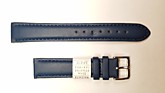Ремешки для часов "Nagata" (размер 18мм) Т.синий, Гладкий, пряж. Св.ник.