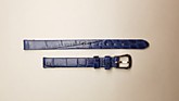 Ремешки для часов "Nagata" (размер 08мм) Синий, Кроко, пряж. Св.ник.